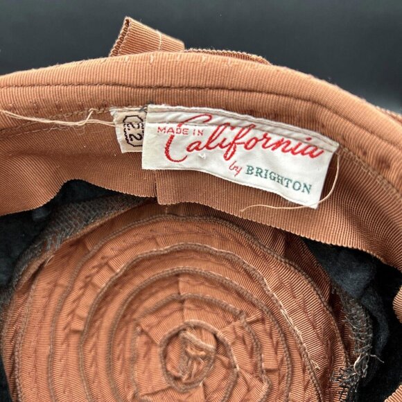 Vintage Brighton of California Hat Sz 22 Brown with Bow 1930-1940 - Picture 7 of 8